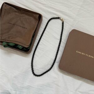 David Yurman Men's 5mm Black Box Chain Necklace NWT Stainless Silver